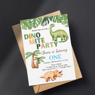 Dino-mite Party 1. Geburtstag Einladung