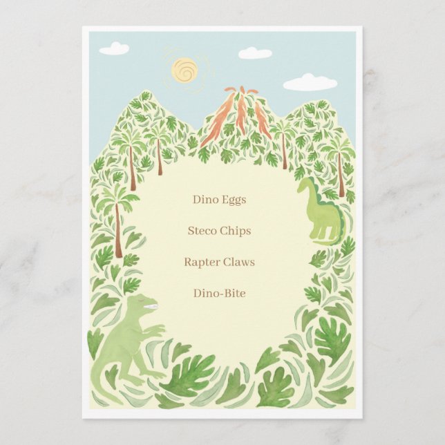 Dino-Mite-Party-Menü Programm (Vorderseite)