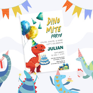 Dino Mite Party Tyrex Dinosaur Geburtstag Einladung