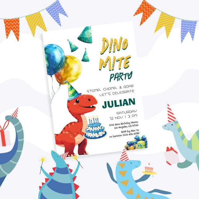 Dino Mite Party Tyrex Dinosaur Geburtstag Einladung (Von Creator hochgeladen)