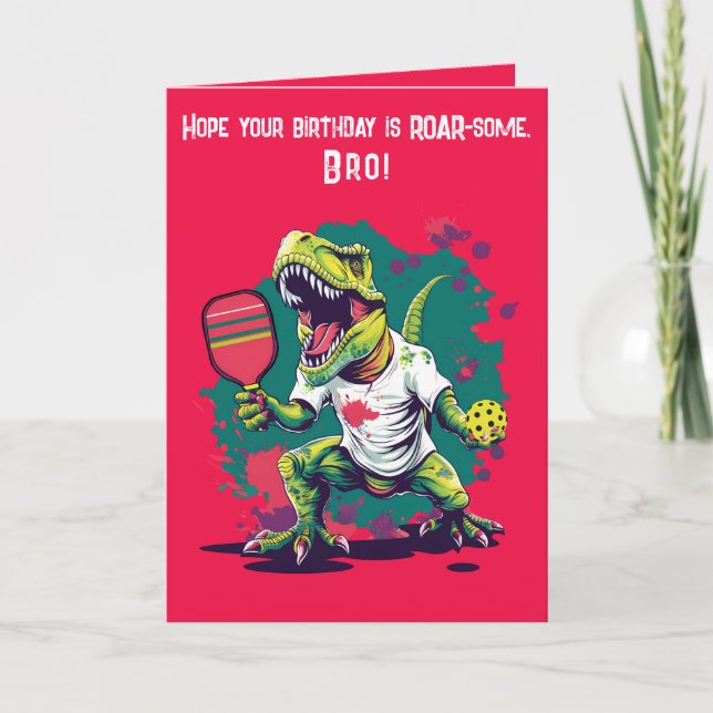 Dino-mite-Pickleball Geburtstag Feiertagskarte (Vorderseite)