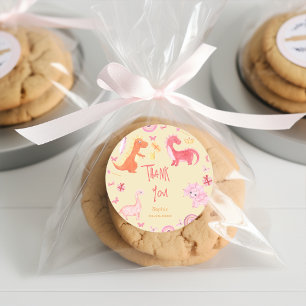 Dino-mite Rosa-Dino Geburtstag vielen Dank Runder Aufkleber