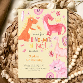 Dino-Mite-Rosa-Dino-Geburtstagsfeier Einladung
