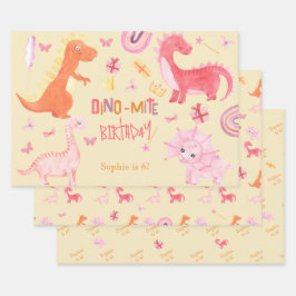 Dino-Mite-Rosa-Dino-Geburtstagsparty Geschenkpapier Set