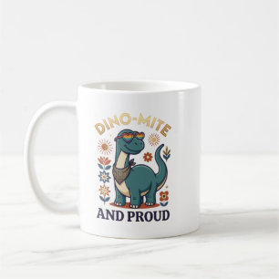 Dino-Mite und stolz witziges Dinosaurier-Wortspiel Kaffeetasse