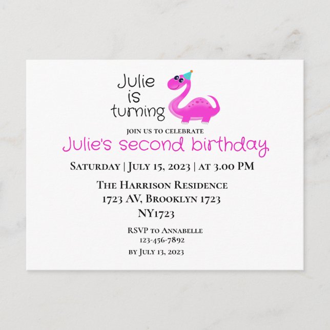 Dino-mite zum Geburtstag Postkarte (Vorderseite)