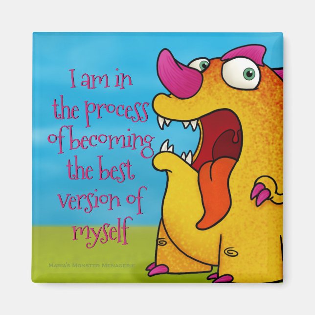 Dino-Monster mit Anführungszeichen auf Magnet (Vorne)