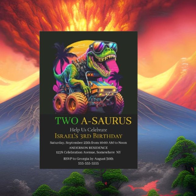 Dino Monster Truck Party Einladung (Bring your dream party to life with our selection of quality Dinosaur themed party supplies )