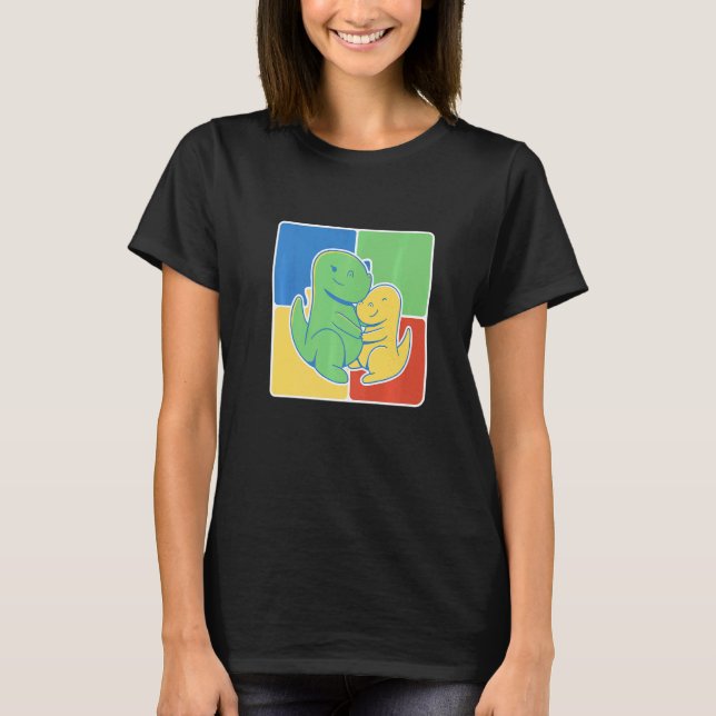 Dino-Mutterschaft Autismus T-Shirt (Vorderseite)