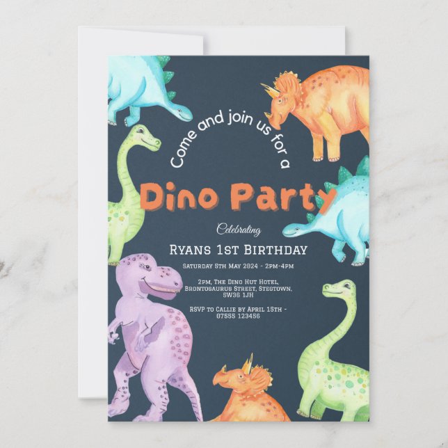 Dino Party Einladung (Vorderseite)