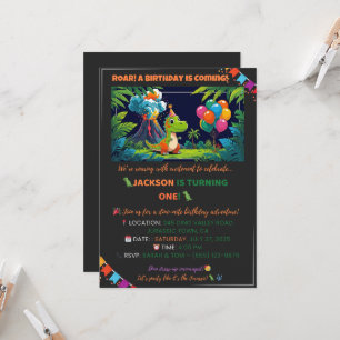 Dino Party Einladung - Bearbeitbar