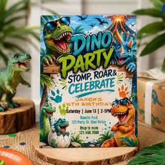 Dino-Party-Geburtstag | Dinosaurier-Geburtstag Einladung