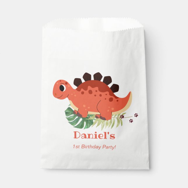 Dino Party Niedlich Dinosaur Geburtstagsparty Geschenktütchen (Vorderseite)