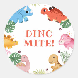Dino Party Niedlich Dinosaur Geburtstagsparty Runder Aufkleber