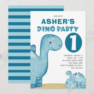 Dino Party Niedlich Dinosaurier Erster Geburtstag Einladung