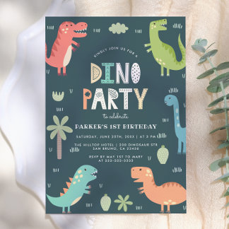 Dino Party | Niedliche Dinosaurier Erster Geburtst Einladung