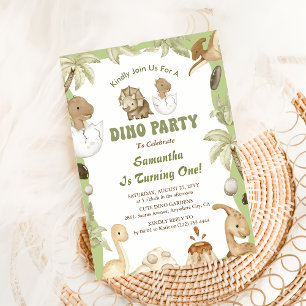 Dino Party   Niedliche Dinosaurier Erster Geburtst Einladung