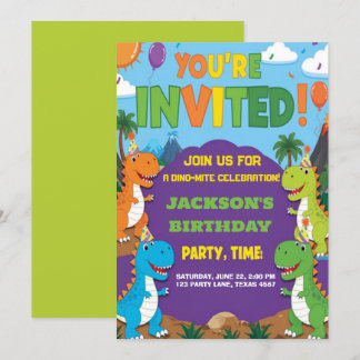 Dino Party | Niedliche Dinosaurier Geburtstag Einladung