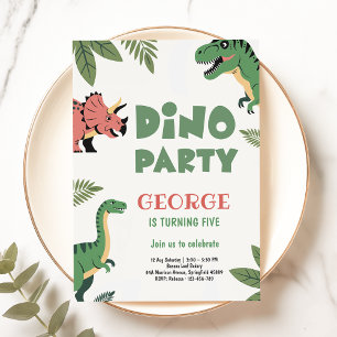 Dino-Party Süße Dino-Dinosaurier 5. Geburtstag Einladung