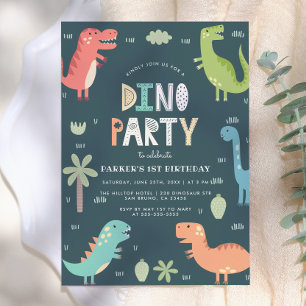 Dino-Party Süße Dinosaurier zum ersten Geburtsta Einladung