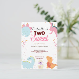 Dino-Party Süße Dinosaurier Zwei Süße Geburtstag K Postkarte