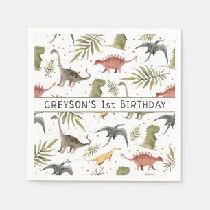 Dino-Party-Tier Geburtstag Personalized Serviette