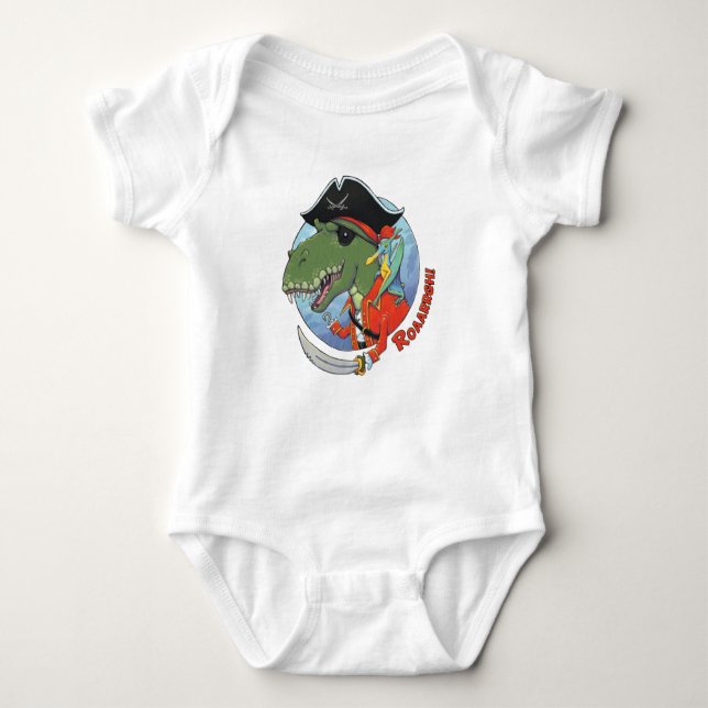 Dino Pirate Baby Strampler (Vorderseite)