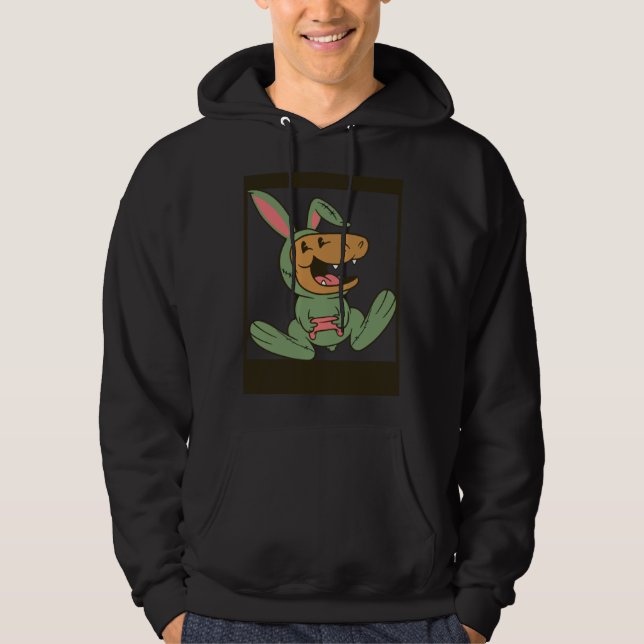 dino playing video games bunny costume hoodie (Vorderseite)