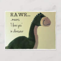 Dino Postcard RAWR bedeutet "I Liebe you" in Dinos