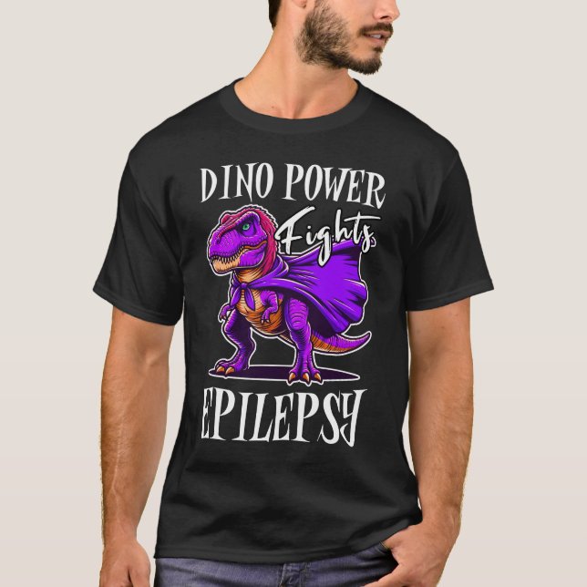 Dino Power Fights Epilepsy Awareness T-Shirt (Vorderseite)