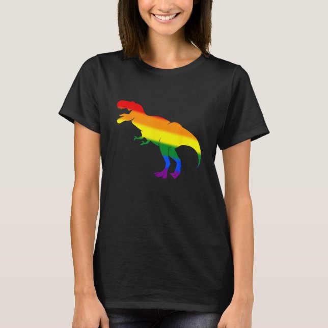 Dino Pride Regenbogenflagge  LBGT Pride Monat T-Shirt (Vorderseite)