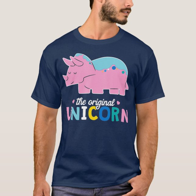 Dino Puns Original Einhorn Triceratops Rosa T-Shirt (Vorderseite)