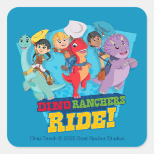 Dino Ranch   Die Ranchers Ride! Quadratischer Aufkleber