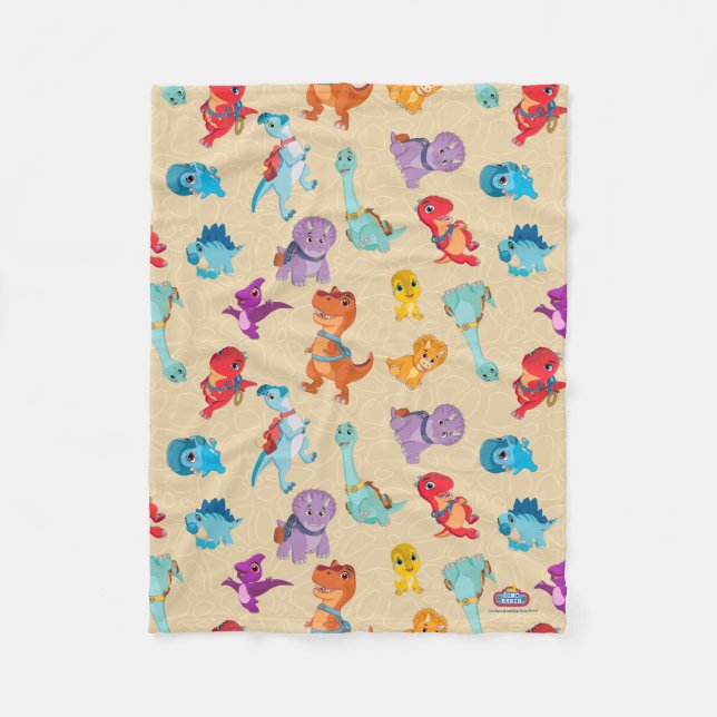 Dino Ranch | Ein Dinosaurier-Abenteuermuster Fleecedecke (Vorderseite)
