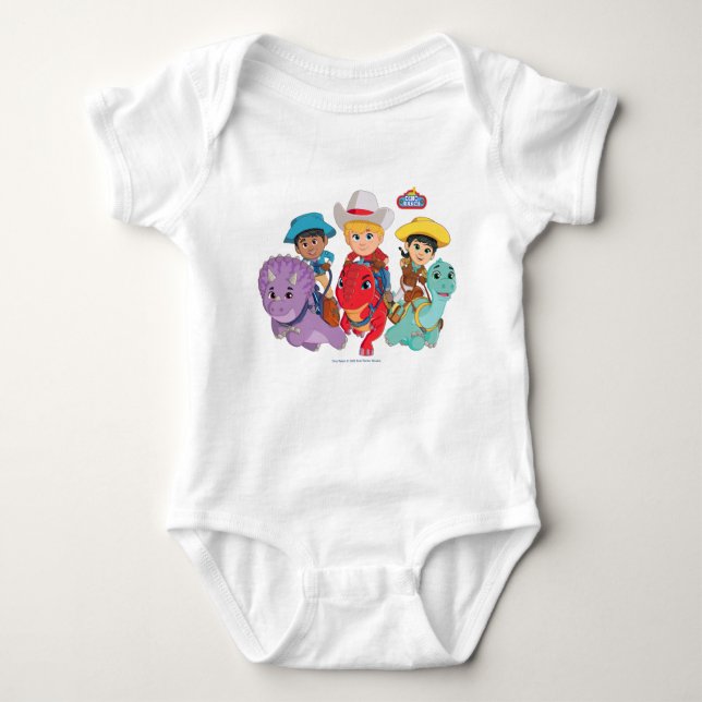 Dino Ranch Friends Design Baby Strampler (Vorderseite)