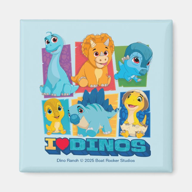 Dino Ranch | Spaß und farbenfrohe Dinosaurier Magnet (Vorne)