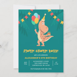 Dino Rex Dinosaur Cake Balloon 5. Geburtstagsparty Einladung