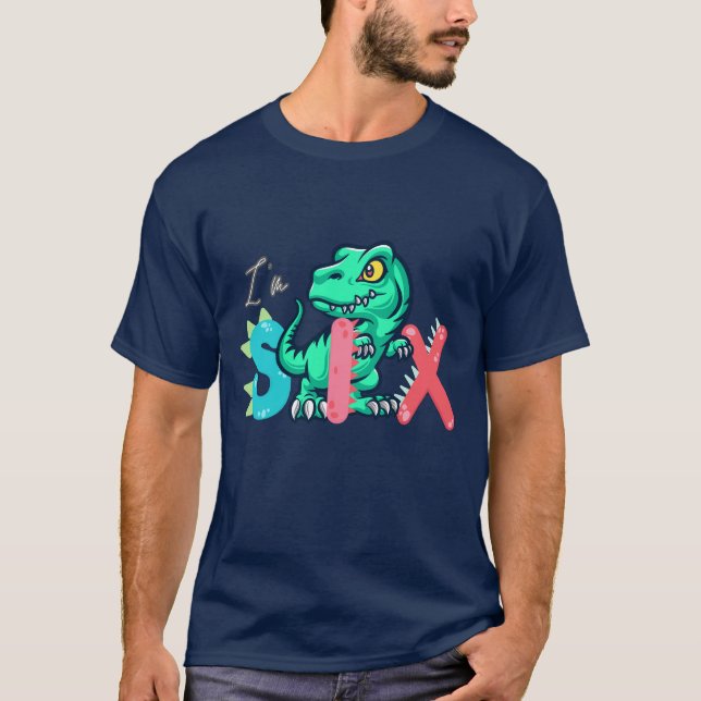 Dino Rex I m 6 Birthday Junge sechs Zurück zur Sch T-Shirt (Vorderseite)
