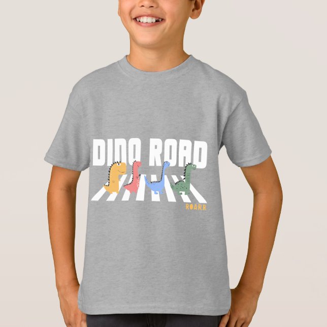 Dino Road Crossing Dinosaurier T-Shirt (Vorderseite)