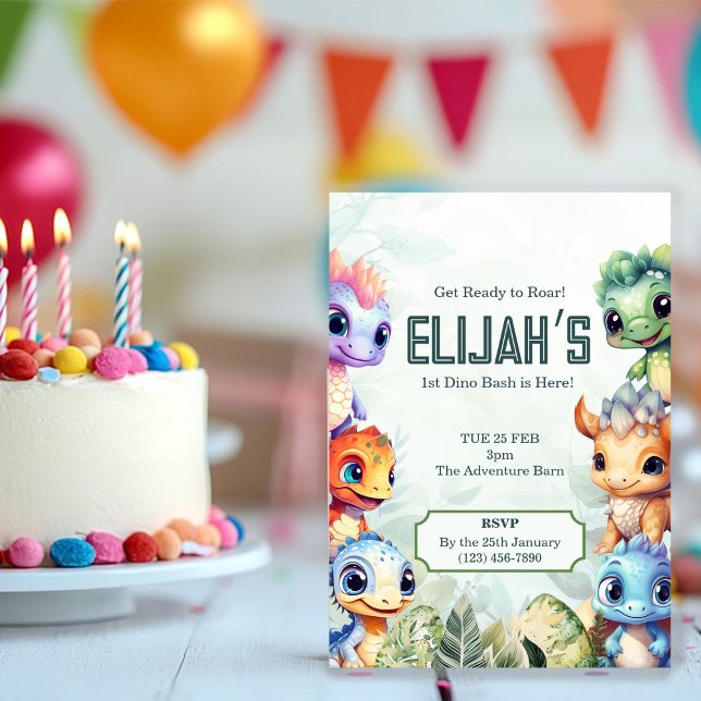 Dino Roar 1. Geburtstag Bash Einladung (Von Creator hochgeladen)