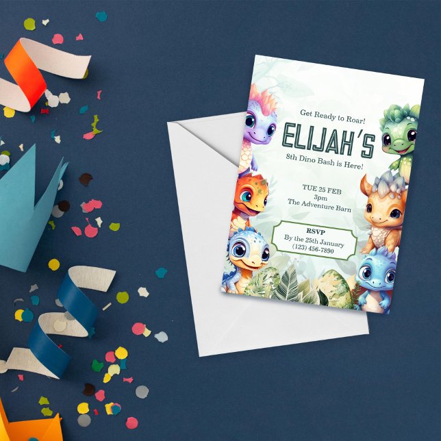 Dino Roar 8. Geburtstag Bash Einladung (Von Creator hochgeladen)