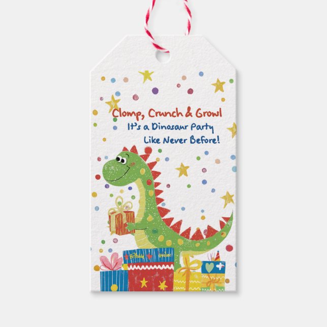 Dino Roar Birthday Geschenkanhänger (Vorderseite)