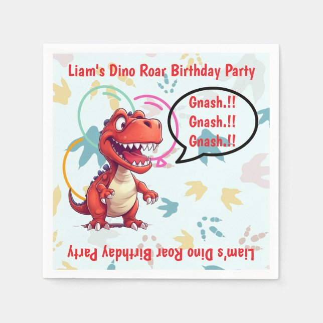 Dino Roar Birthday Party Serviette (Vorderseite)