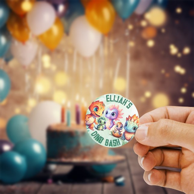 Dino Roar Birthday Runder Aufkleber (Von Creator hochgeladen)