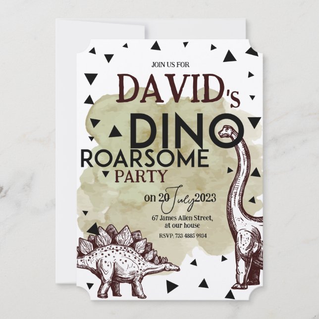 DINO ROARSOME Party Einladung (Vorderseite)