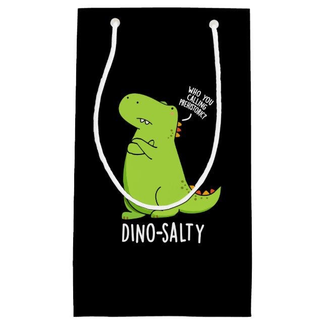 Dino-salty Funny Dinosaur Pun Dark BG Kleine Geschenktüte (Vorderseite)