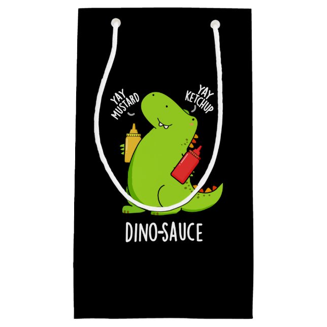 Dino-Sauce Funny Dinosaur Pun Dark BG Kleine Geschenktüte (Vorderseite)