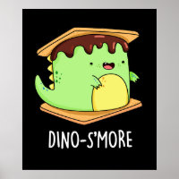 Dino-smore Funny Dinosaur Smore Pun Dark BG