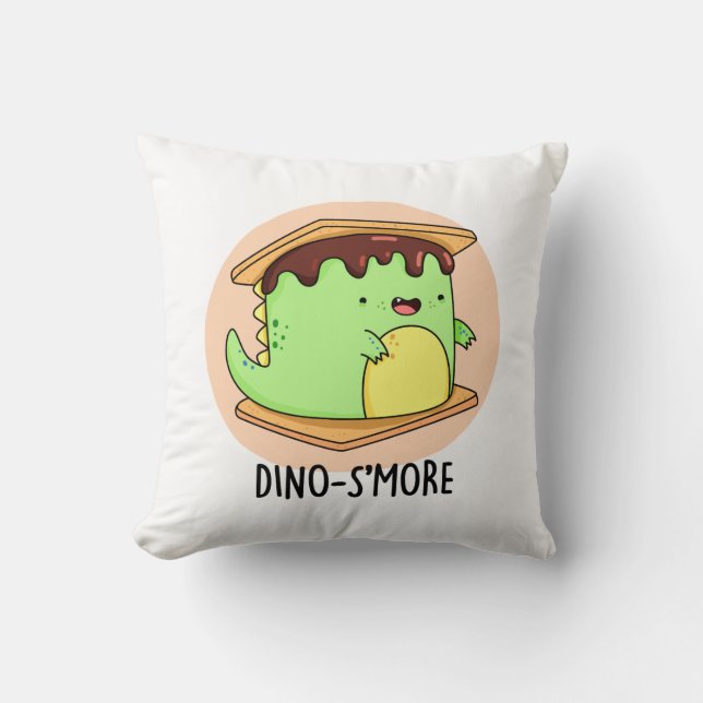 Dino-smore Funny Dinosaur Smore Pun Kissen (Vorderseite)