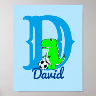 Dino Soccer Zeichnend Kinderzimmer Art Individuell Poster